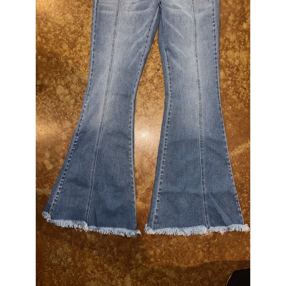 Maurices Kancan Frayed Bell Bottom Jeans Light Distress Blue Size 28 (8) #16654 - Picture 3 of 8